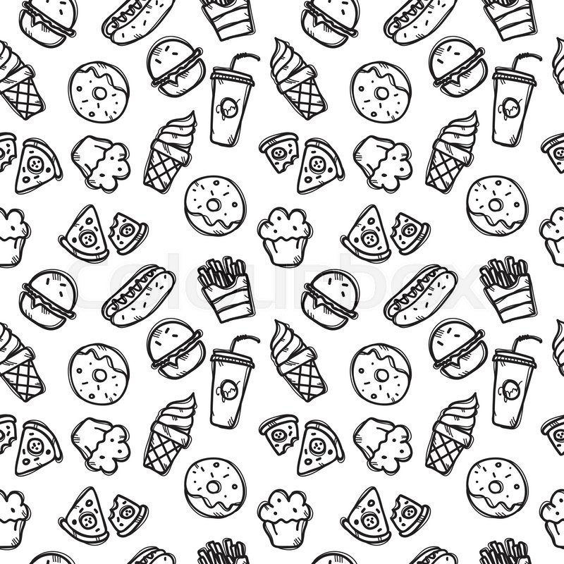 800x800 Vector Seamless Pattern With Fast Food Stock Vector Colourbox