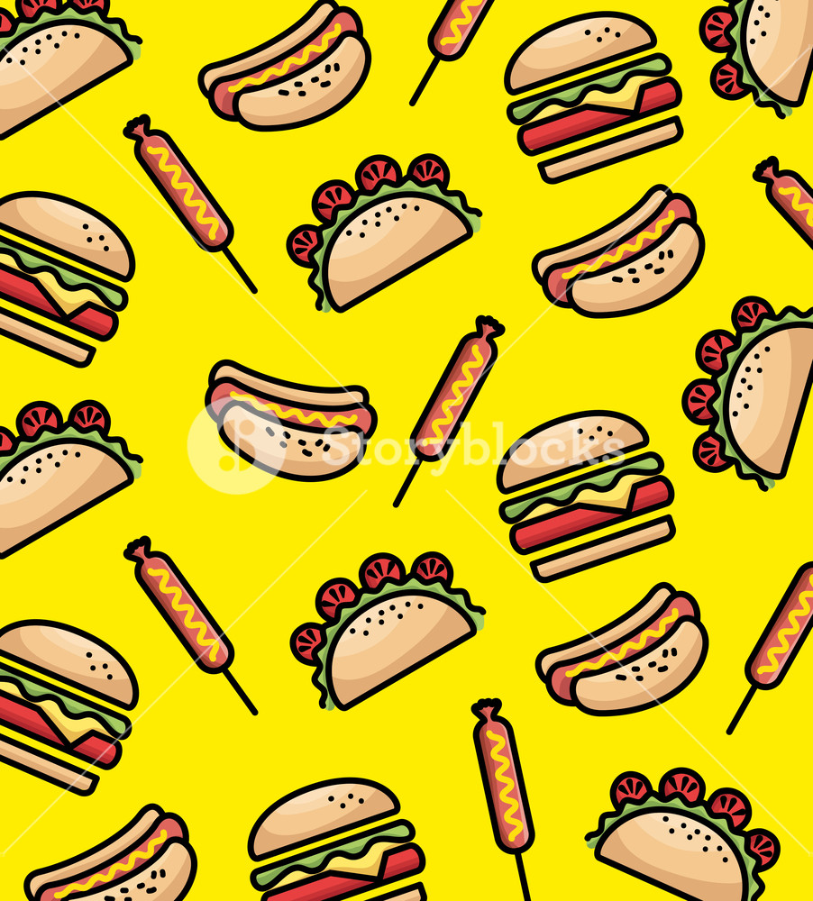 902x1000 Fast Food Pattern Background Vector Illustration Design Royalty