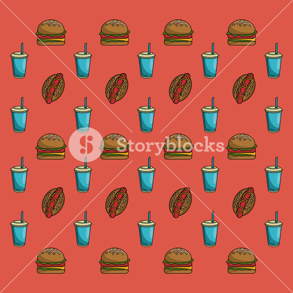 1000x1000 Fast Food Pattern Background Vector Illustration Graphic Design