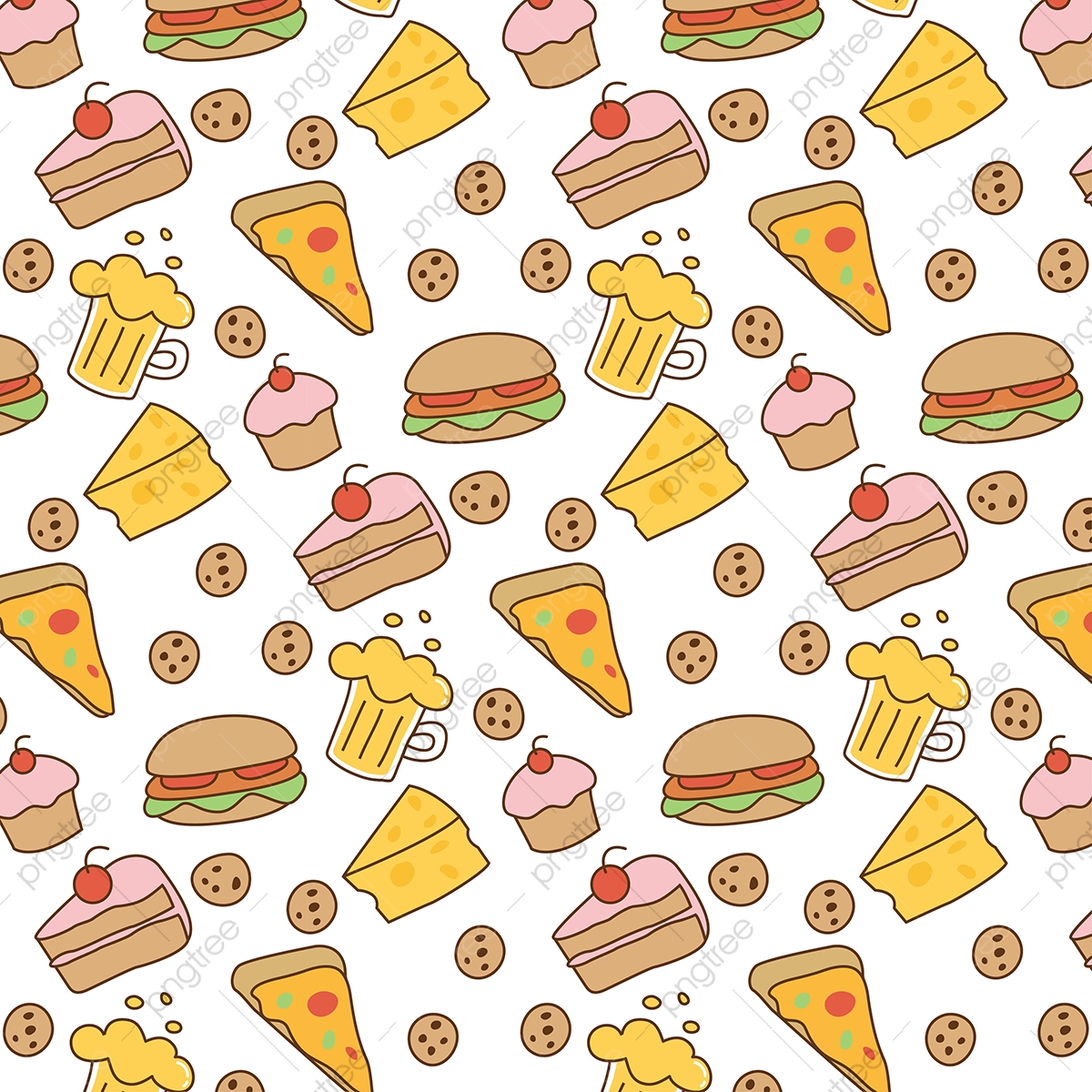 1200x1200 Cute Fast Food Pattern, Food, Pattern, Fast Png And Vector