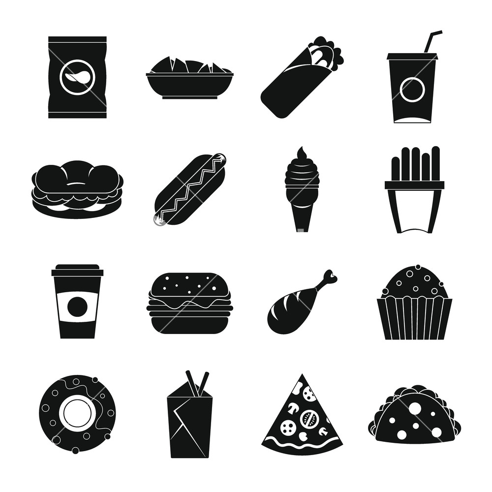 1000x1000 Fast Food Icons Set Simple Illustration Of Fast Food Vector