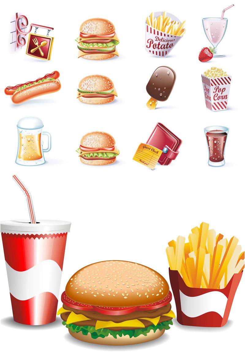 800x1150 Fast Food Vector Set Of Vector Fast Food Icons And Clipart