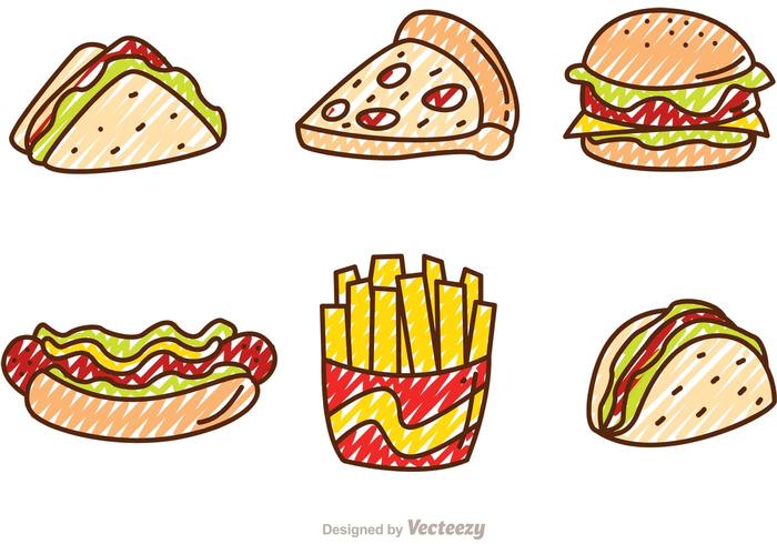 700x490 Scribble Fast Food Vectors