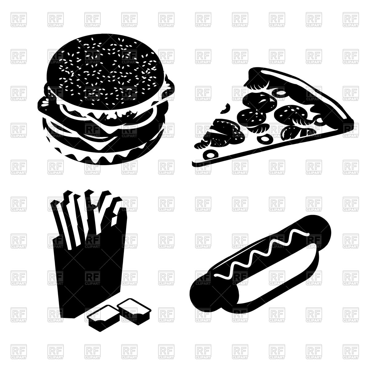 1200x1200 Set Fast Food Silhouette Vector Image Of Food And Beverages