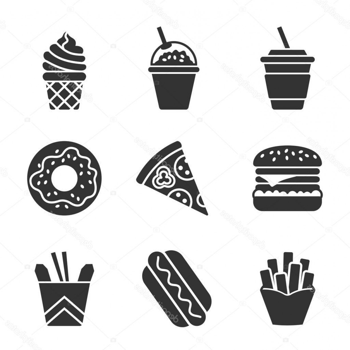 1228x1228 Stock Illustration Fast Food Vector Silhouette Icon Soidergi