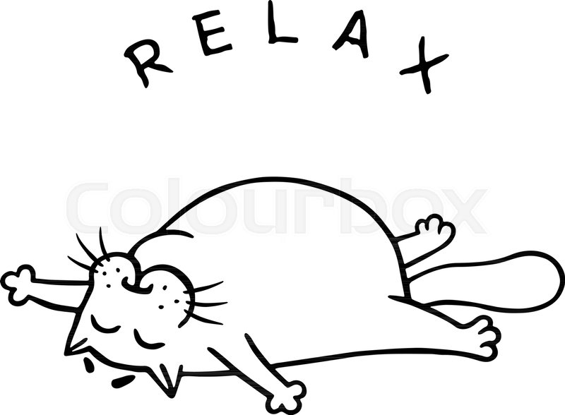 800x588 Fat Cat Is Lying Down And Relax Funny Stock Vector Colourbox