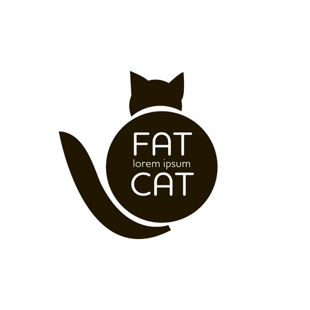 450x450 Fat Cat Outline Simple Logo Vector Illustration Royalty Free