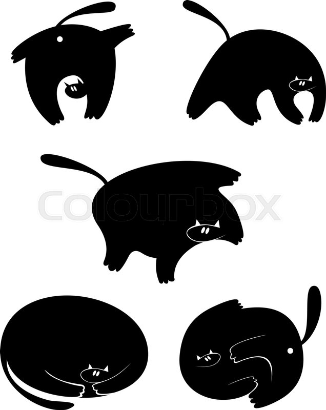636x800 Fat Cat Silhouette Vector Illustration Stock Vector Colourbox