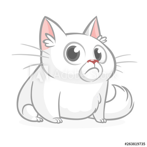 500x500 Funny Fat Cat Cartoon Vector Illustration