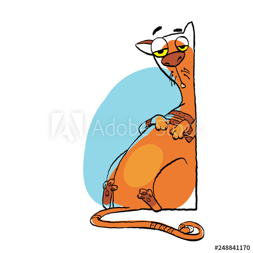 500x500 Tired Cat Fat Cat Vector Illustration Sad Cat