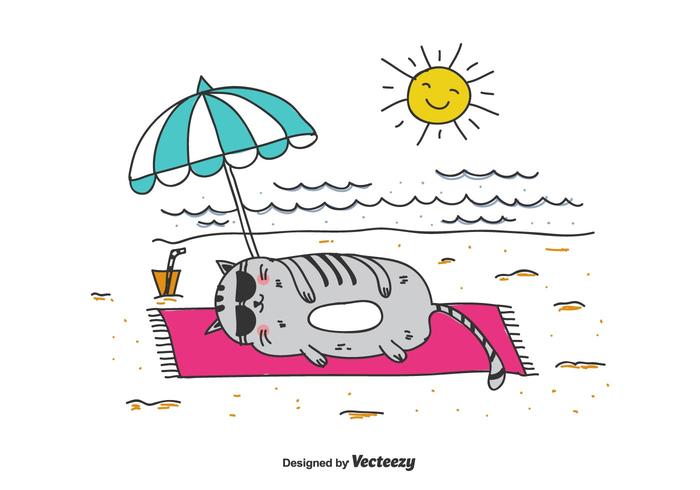 700x490 Fat Cat On The Beach Vector