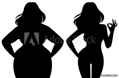 Silhouette Of A Slim And Fat Woman Vector Illustration 500x329 Silhouette Of A Slim And Fat Woman Vector Illustration