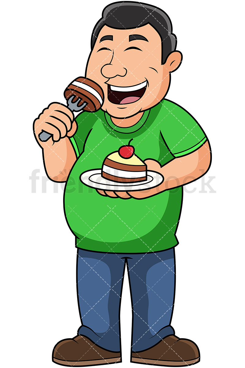 Fat Guy Eating Cake Cartoon Vector Clipart 800x1200 Fat Guy Eating Cake Cartoon Vector Clipart
