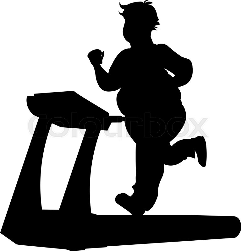 767x800 Fat Man Running Silhouette Isolated Stock Vector Colourbox