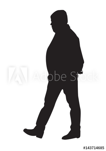 354x500 Silhouette Of An Old Man Fat Walking Vector