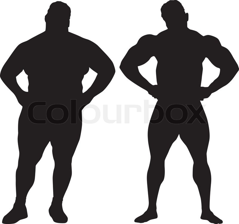 800x750 Silhouettes Of Bodybuilder And Fat Man Stock Vector Colourbox