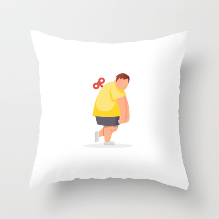 Tired Fat Man Vector Flat Cartoon Illustration Throw Pillow 700x700 Tired Fat Man Vector Flat Cartoon Illustration Throw Pillow