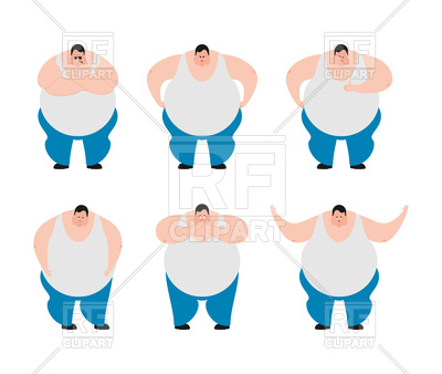400x338 Set Of Fat Man With Different Emotion Vector Image Of People