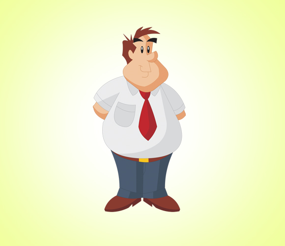 580x500 Standing Fat Businessman Character Free Graphic Vector