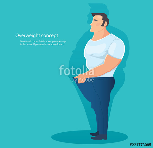 500x481 Concept Of Overweight Character Belly Fat Vector Illustration