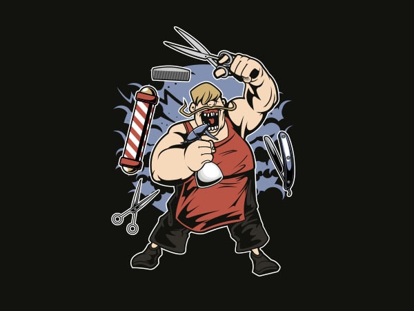 600x450 Fat Barber Vector T Shirt Design