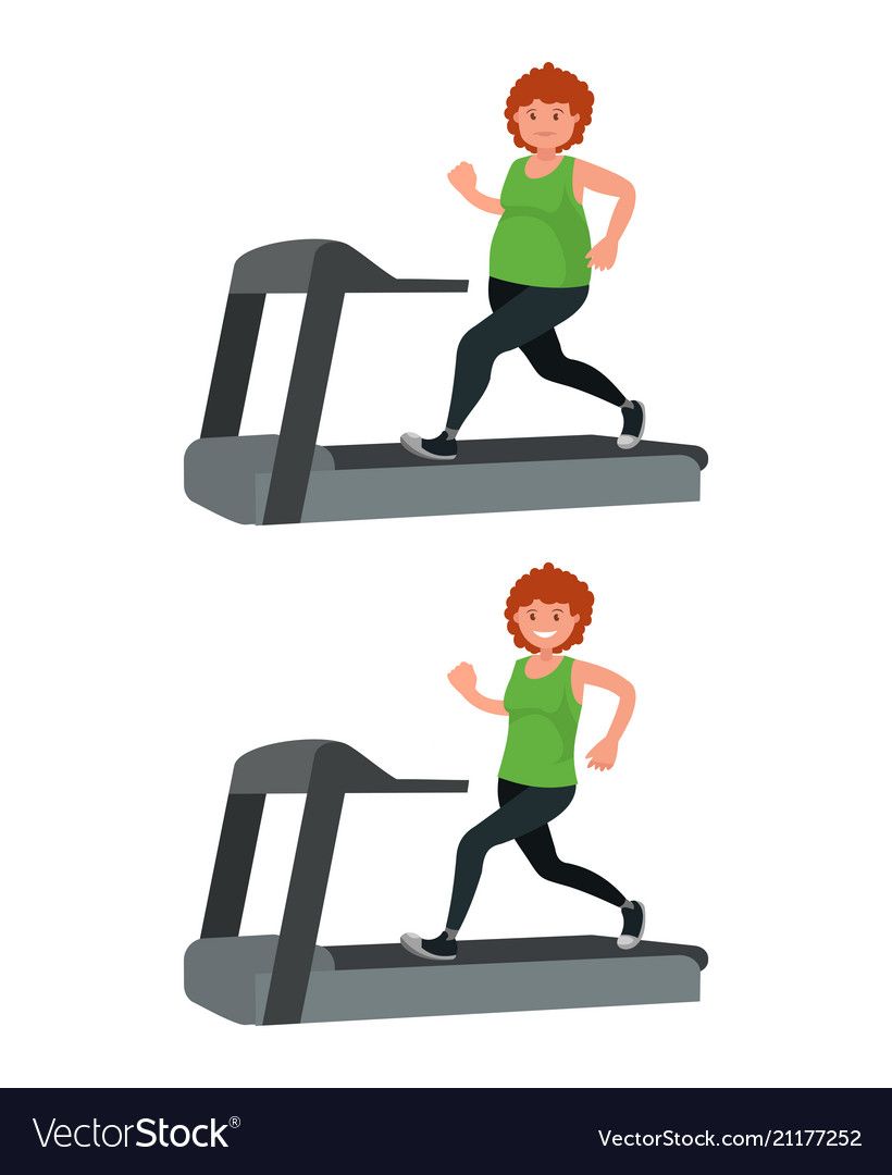 820x1080 A Fat Woman Is Running On A Treadmill And Losing Vector Image