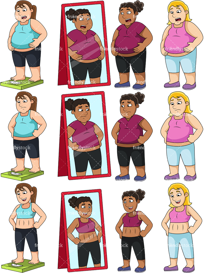 800x1067 Fat Women Before And After Cartoon Vector Clipart