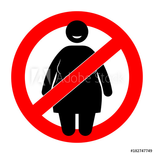 500x500 Fat Woman With Restriction Sign Overweight Woman Vector