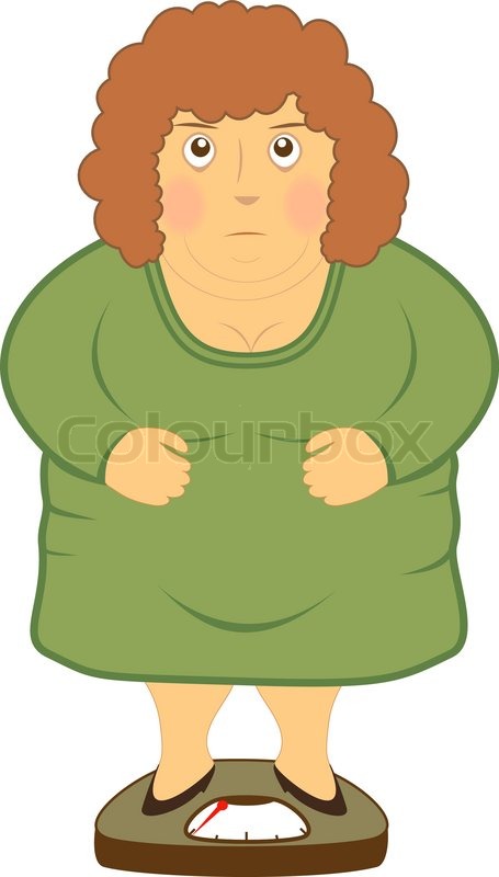 455x800 Overweight Fat Woman Standing On Stock Vector Colourbox