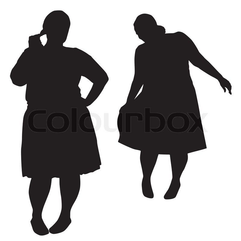 800x800 Silhouettes Of Fat Women Stock Vector Colourbox