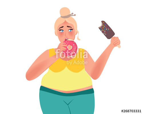 500x400 The Fat Woman Eats Donuts And Ice Cream Obesity Junk Food