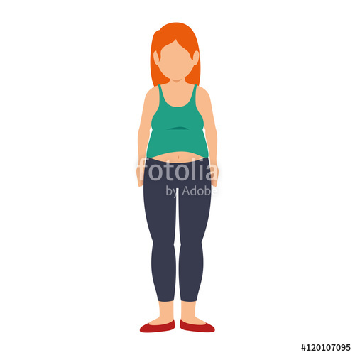 500x500 Fat Woman Female Body Weight Unhealthy Lifestyle Vector
