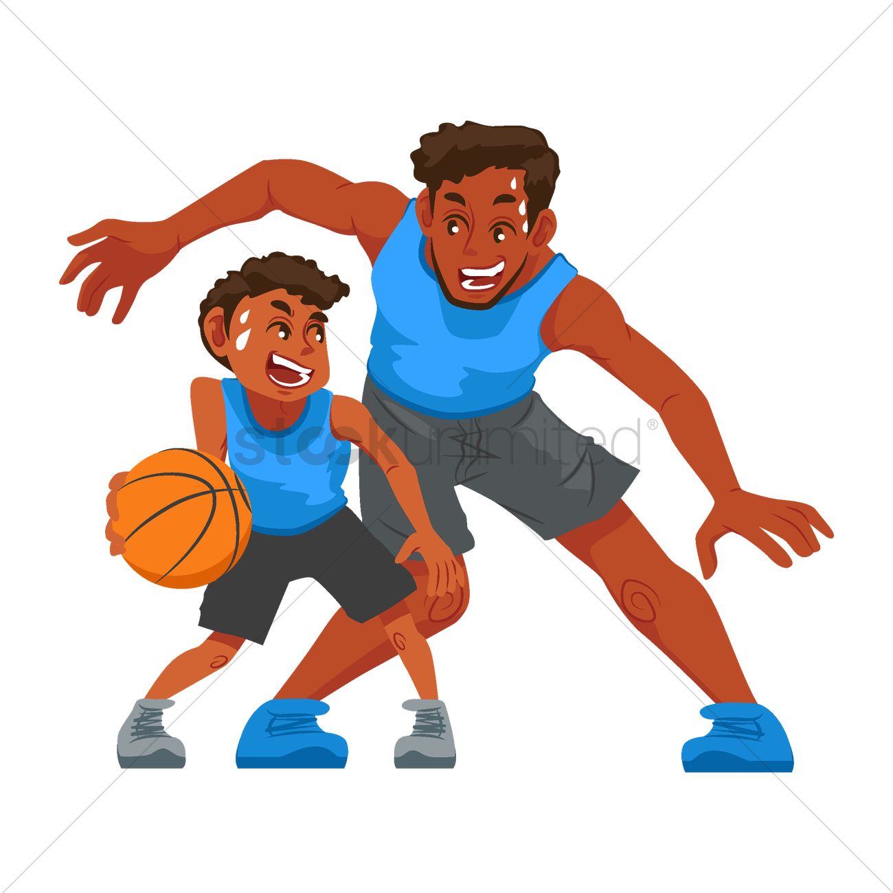 1300x1300 Father Playing Basketball With Son Vector Image