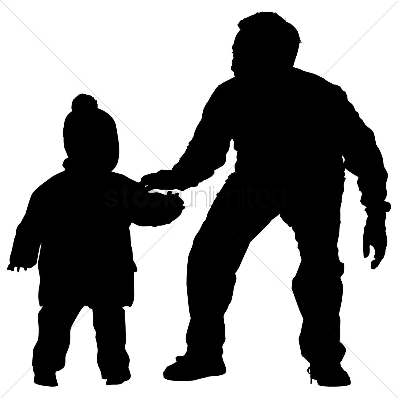 1300x1300 Silhouette Of A Father And Son Vector Image