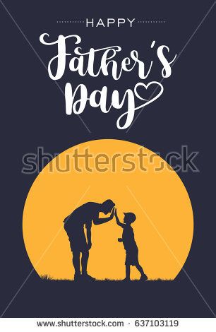 306x470 Silhouette Of Father And Son Giving High Five With Text Happy