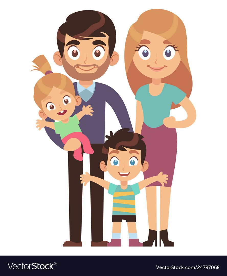 Young Family Mother And Father With Kids Brother Vector Image 888x1080 Young Family Mother And Father With Kids Brother Vector Image
