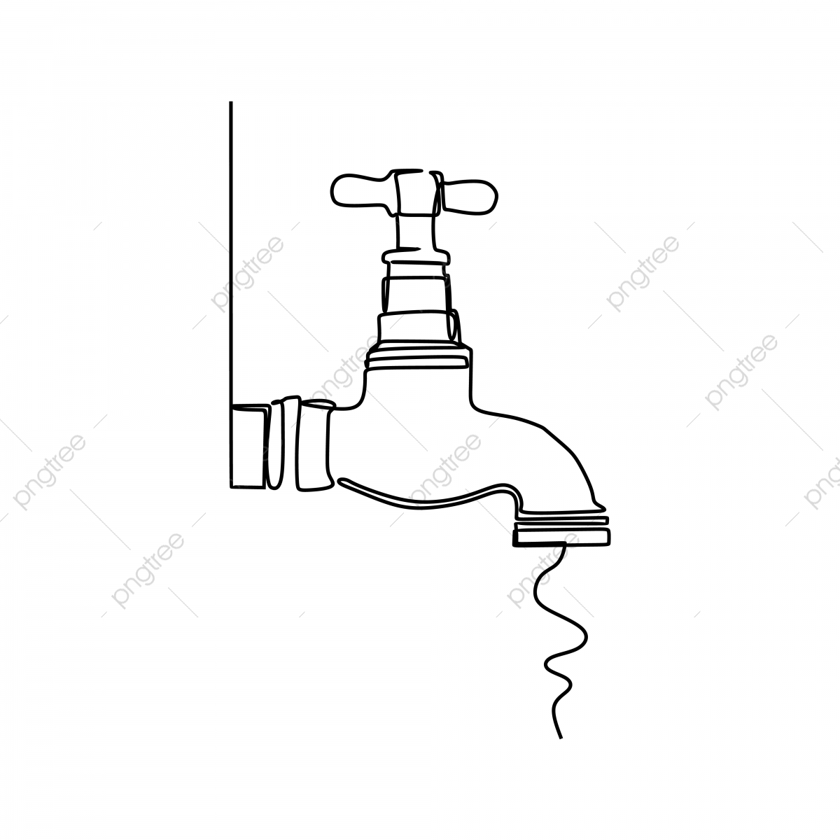 1200x1200 One Line Drawing Of A Faucet Vector Illustration, Drawing