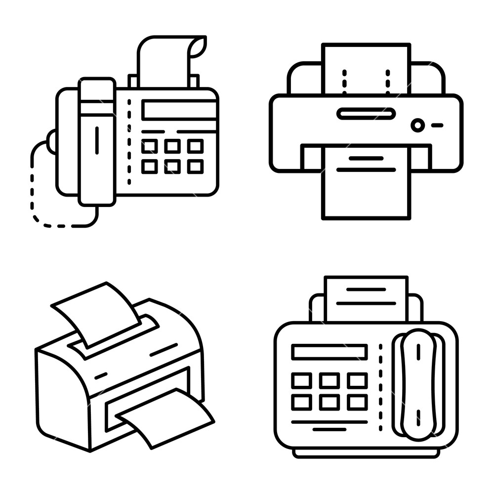 1000x1000 Fax Icon Set Outline Set Of Fax Vector Icons For Web Design