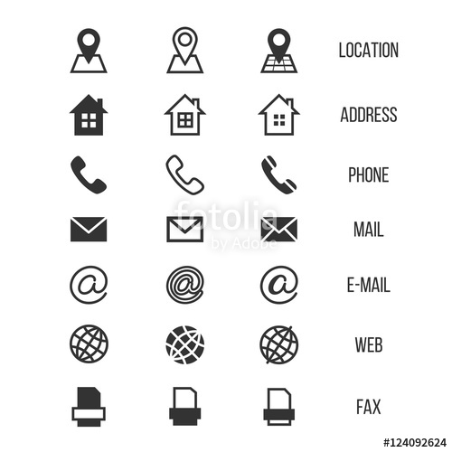 500x500 Business Card Vector Icons, Home, Phone, Address, Telephone, Fax