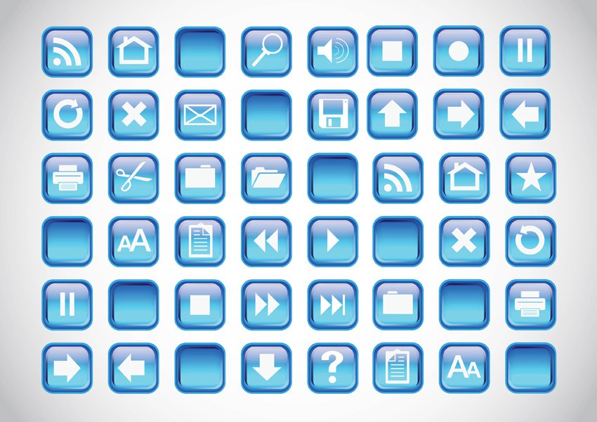 850x600 Blue Icons Buttons Vector Art Graphics