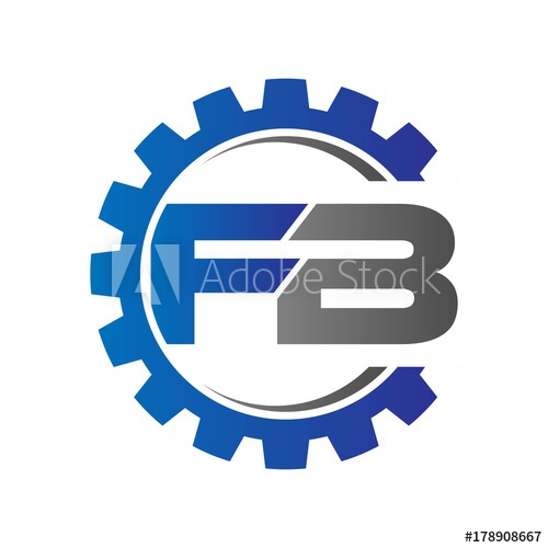 500x500 Fb Initial Logo Vector With Gear Blue Gray