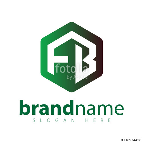 500x500 F B Initial Letter Hexagonal Logo Vector Print Stock Image