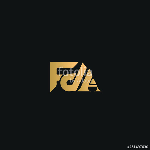 500x500 Fda Logo Vector Golden Initial Logo On Black Background Stock