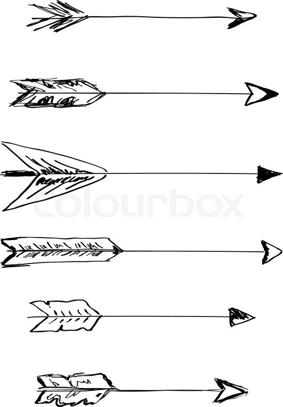 557x800 Hand Drawn Vector Arrows With Feathers Stock Vector Colourbox