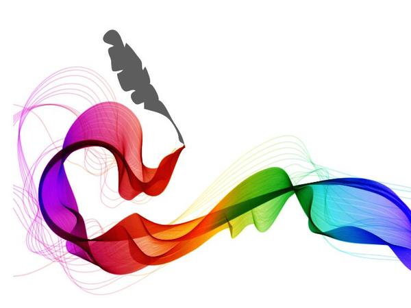 600x450 Feather Pen With Abstract Wave Background Vector Free Download
