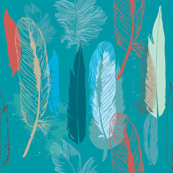 600x600 Feathers Pattern Free Vector
