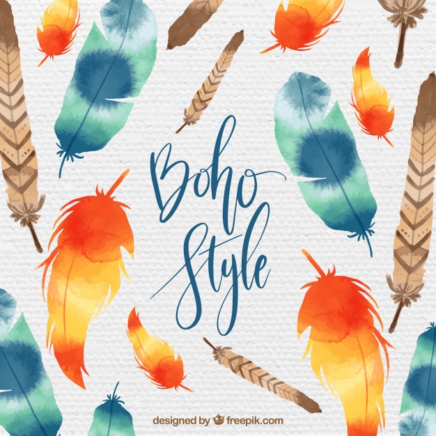626x626 Boho Watercolor Feather Background Vector Free Download