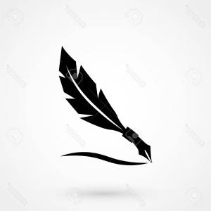 300x300 Writing Quill Feather Pen And Ink Well Logo Vector Catchsplace