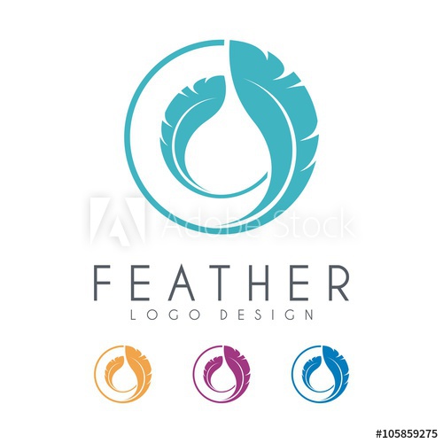 500x500 Feather Logo, Circle Design Vector Template