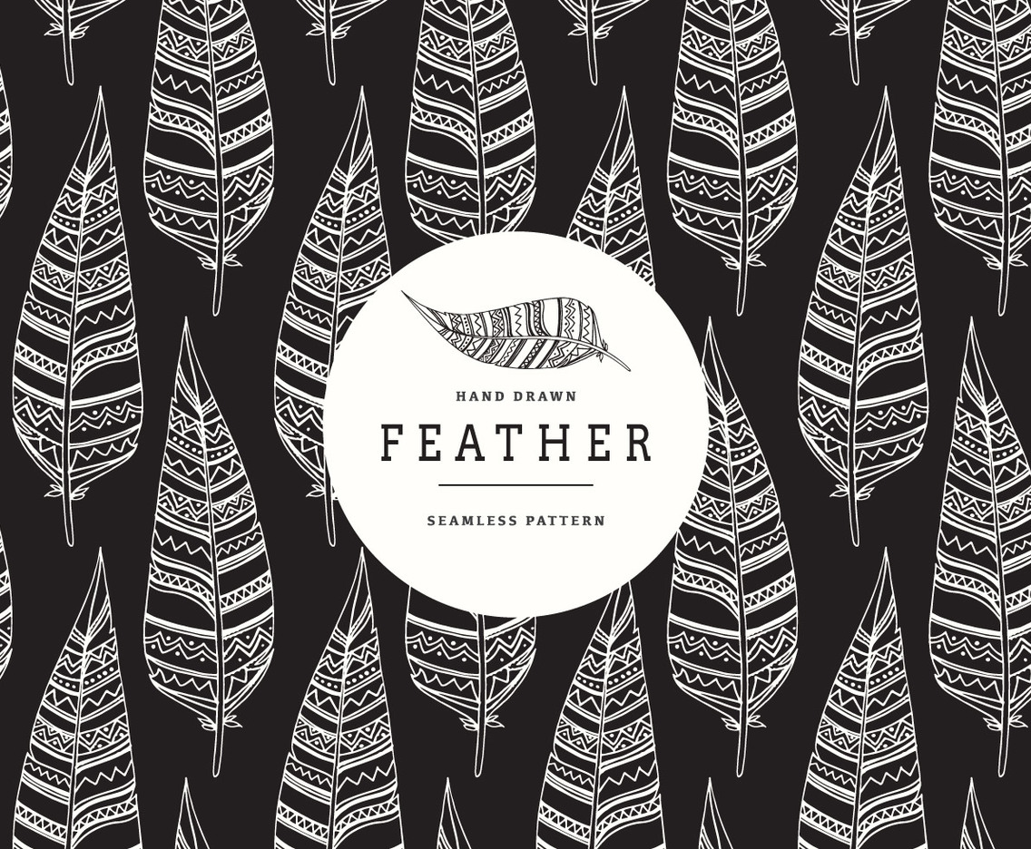 Hand Drawn Ethnic Feather Seamless Pattern Vector Art Graphics 1136x936 Hand Drawn Ethnic Feather Seamless Pattern Vector Art Graphics